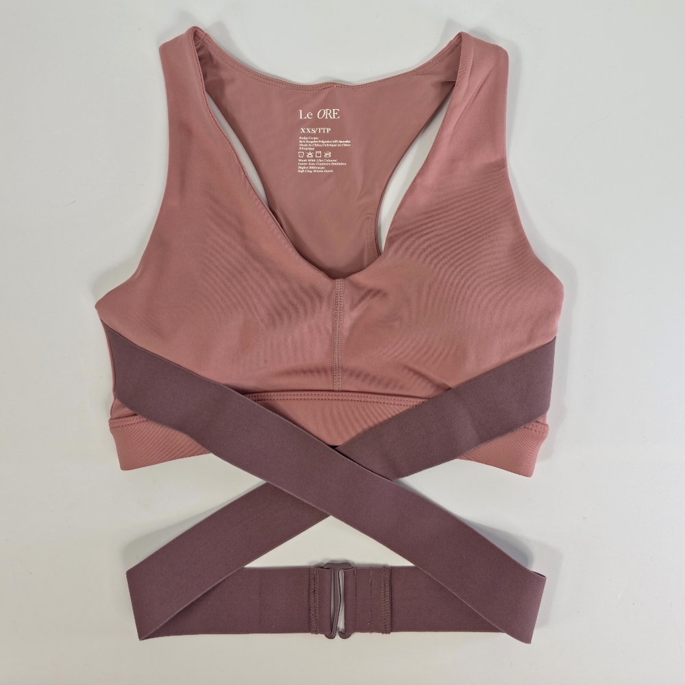 Le Ore Corso Crossover Sports Bra XXS Soft Clay Pink Warm Earth Racerback Yoga